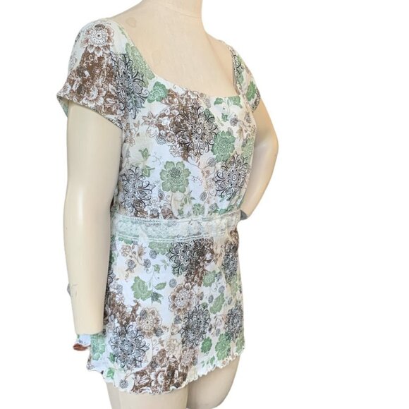 Venezia BOHO Peasant Floral & Lace Short Sleeve Blouse Plus Sz 18/20W #62M - Picture 3 of 7